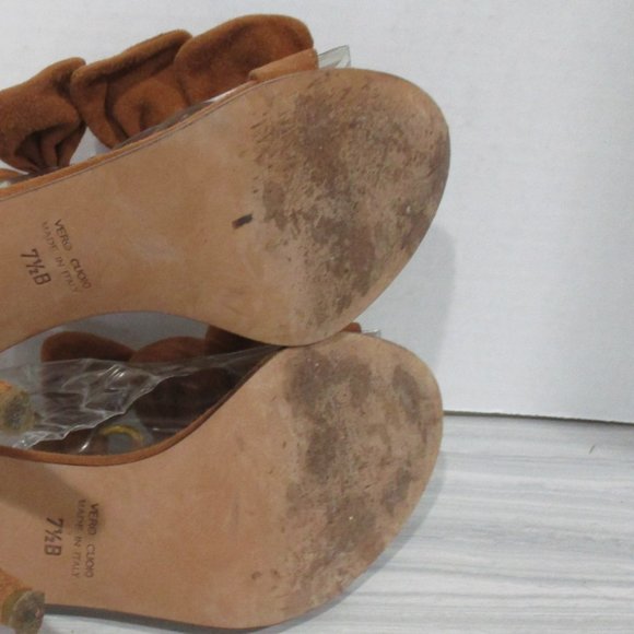 TIBI NEW YORK EXQUISITELY SOFT BROWN SUEDE BOW SANDALS. 4" HEEL. MADE IN ITALY! - Picture 9 of 10